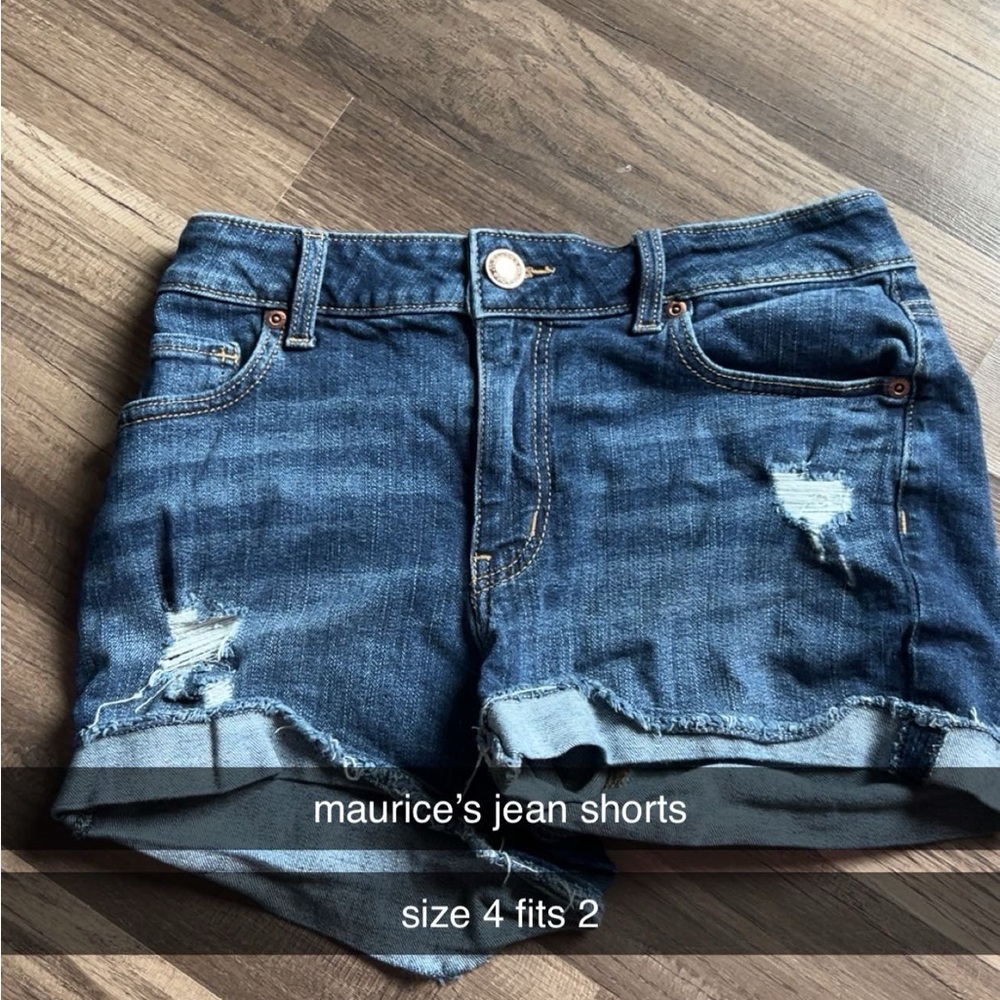 Maurices Blue Distressed Jean Shorts